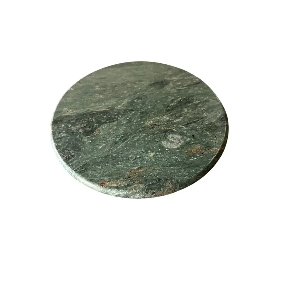 Round Green Marble Stone Trivet Hot Plate Plant Stand 7” Made in China